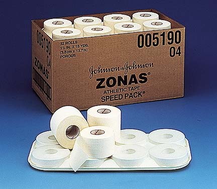 1 1/2" Johnson & Johnson ZONAS Porous Athletic Tape - 15 yards (32 rolls)