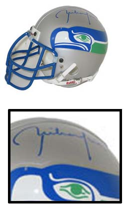 Rick Mirer, Seattle Seahawks Autographed Riddell Old Logo Authentic Mini Football Helmet 