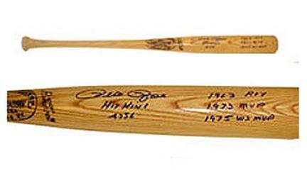 Pete Rose, Autographed Louisville Slugger H&B #180 Baseball Bat - Signed "Hit King 4256, 1963 ROY, 1973 MVP, 19