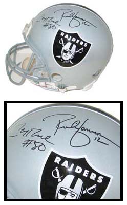 Rich Gannon and Jerry Rice, Oakland Raiders Official Riddell Pro Line Autographed Authentic Full Size Football Helmet
