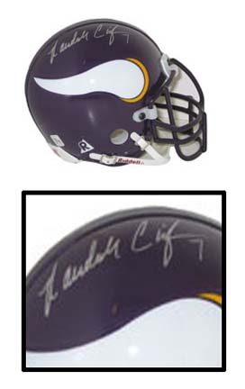 Randall Cunningham, Minnesota Vikings Old Logo Autographed Riddell Authentic Mini Football Helmet 