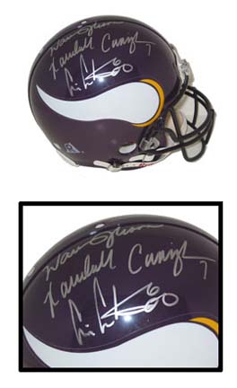 Cris Carter, Randall Cunningham and Warren Moon Autographed Minnesota Vikings Riddell Pro Line Full Size Helmet
