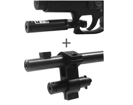 Black Red Laser Rifle Sight With Universal Barrel and Trigger Guard Mount Combo Set