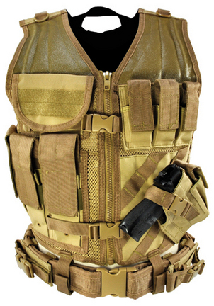 Tan Tactical Vest Regular, M-XL
