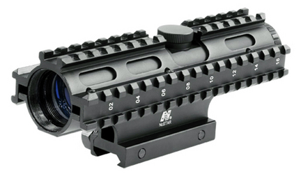 4x32 Compact Rifle Scope/3 Rail Sighting System Mil-Dot/Blue/Weaver Mount 