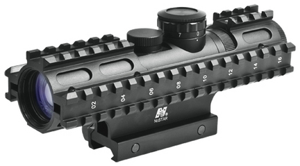 2-7x32 Compact Rifle Scope/3 Rail Sighting System/Blue Illumination Range Finder/Green/Weaver Mount