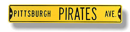 Steel Street Sign:  "PITTSBURGH PIRATES AVE."
