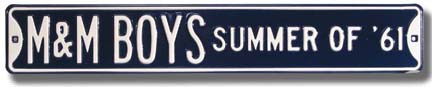 Steel Street Sign:  "M&M BOYS SUMMER OF '61"