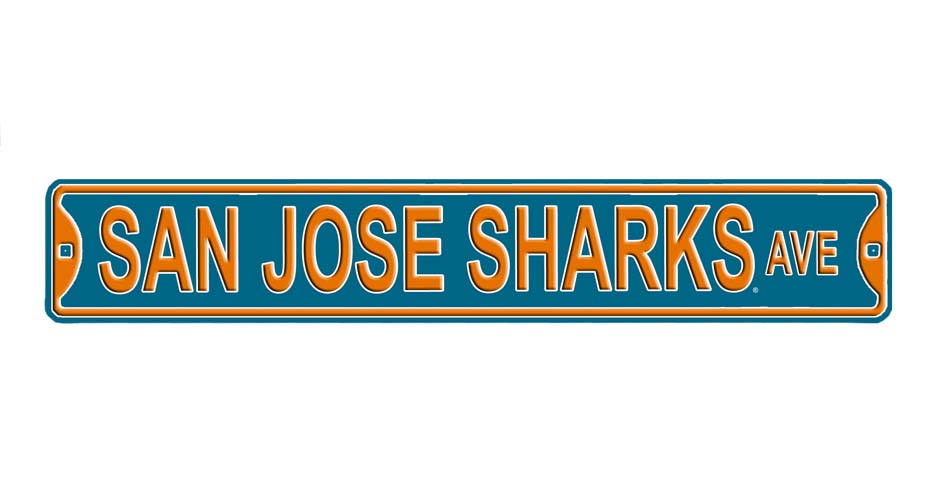 Steel Street Sign:  "SAN JOSE SHARKS"