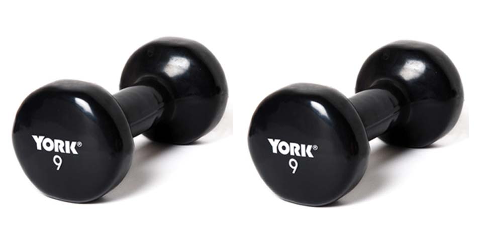 9 lb. Colored Vinyl Coated Dumbbells from York -1 Pair