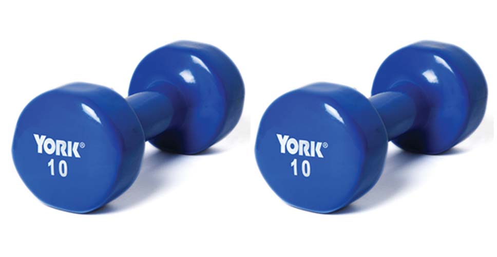 10 lb. Colored Vinyl Coated Dumbbells from York -1 Pair