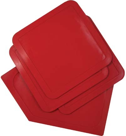 Throw-Down Baseball Bases...Set Of 3 Bases & 1 Home Plate...Red (2 Sets of Bases)