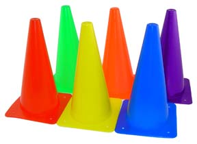 12" Lightweight Poly Colored Cones (Set of 18)