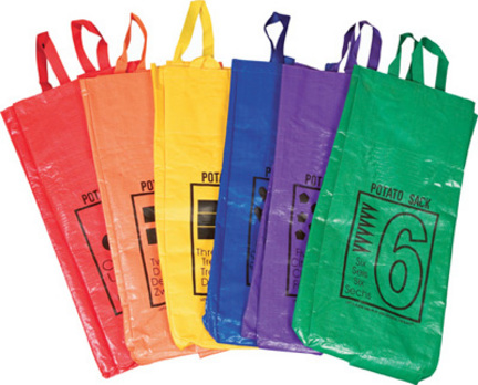 26" Colored / Numbered Potato Sacks - Set of 6