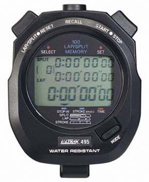 100 Lap Memory Stopwatch Timer - Black