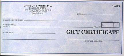 Online Sports Gift Certificate