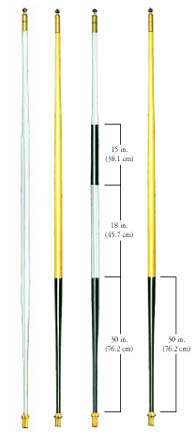 7' 6" Tapered Tournament Flagsticks (British Stripe Green / White) from Par Aide - Set of 9