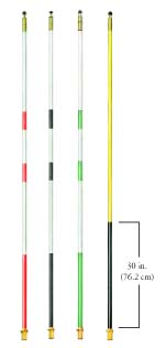 7' Bright White Striped Regulation Fiberglass Flagsticks  from Par Aide - Set of 9