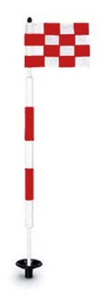 Tournament Jr. Flagstick Practice Green Marker / Checkered Flag Sets (Red) - Set of 9