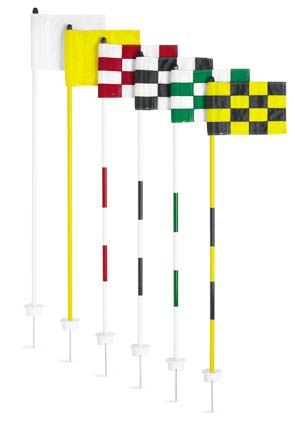 Cupless Jr. Flagstick Practice Green Marker / Checkered Flag Sets (Red) - Set of 9