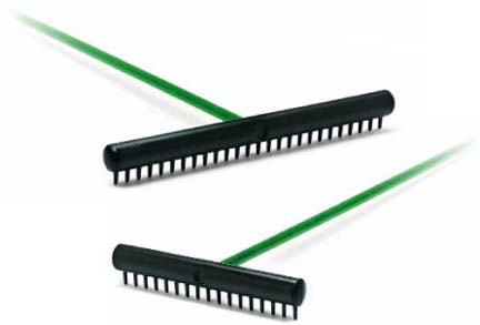 Accuform Ace 17" Bunker Rake with 54" Green Aluminum Handle from Par Aide - Set of 25