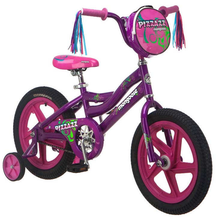 Mongoose Pizazz 16" Girl's Sidewalk Kids Bike - Purple / R1677B