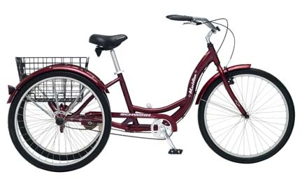 Schwinn 26 Adult Meridian Single Speed 3 Wheeler / Tricycle (Black Cherry)