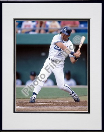 George Brett, Kansas City Royals "Batting" Double Matted 8" X 10" Photograph in Black Anodized Alumi