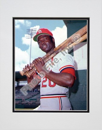 Lou Brock, St. Louis Cardinals Double Matted 8" X 10" Photograph (Unframed)