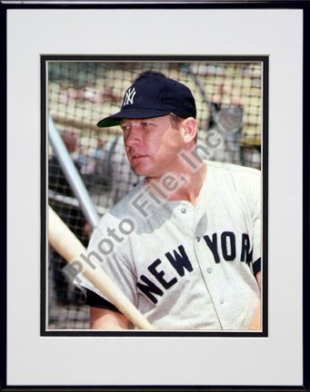 Mickey Mantle, New York Yankees (Posing) Double Matted 8" X 10" Photograph in Black Anodized Aluminum Frame