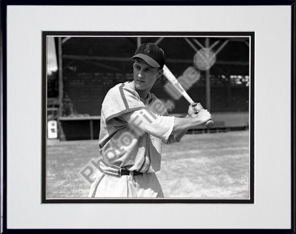 Stan Musial, St. Louis Cardinals (Batting) Double Matted 8" X 10" Photograph in Black Anodized Aluminum Frame