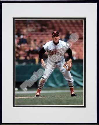 Brooks Robinson, Baltimore Orioles Double Matted 8" X 10" Photograph in Black Anodized Aluminum Frame