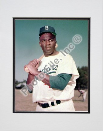 Jackie Robinson, Brooklyn Dodgers Double Matted 8" X 10" Photograph (Unframed)