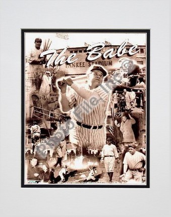 Babe Ruth, New York Yankees "Legends Of The Game Composite" Double Matted 8" X 10" Photograph (Unfra