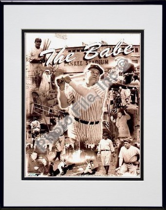 Babe Ruth, New York Yankees "Legends Of The Game Composite" Double Matted 8" X 10" Photograph in Bla