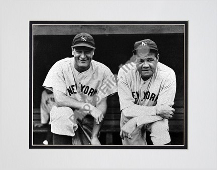 Babe Ruth and Lou Gehrig, New York Yankees (Posing) Double Matted 8" X 10" Photograph (Unframed)