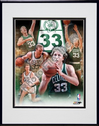Larry Bird, Boston Celtics "Legends Of The Game Composite" Double Matted 8" X 10" Photograph in Blac