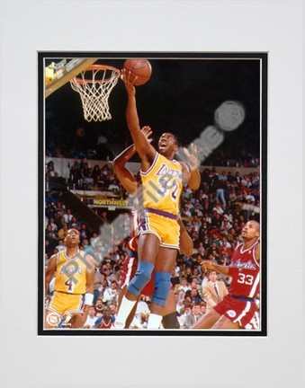 Magic Johnson, Los Angeles Lakers Double Matted 8" X 10" Photograph (Unframed)