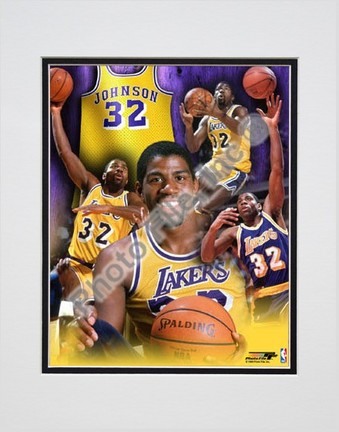 Magic Johnson, Los Angeles Lakers "Legend Of The Game Composite" Double Matted 8" X 10" Photograph (