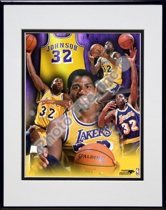 Magic Johnson, Los Angeles Lakers "Legend Of The Game Composite" Double Matted 8" X 10" Photograph i
