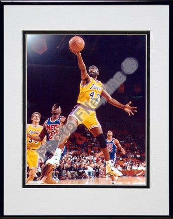 James Worthy, Los Angeles Lakers Double Matted 8" X 10" Photograph in Black Anodized Aluminum Frame