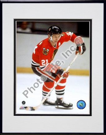 Stan Mikita "Action" Double Matted 8” x 10” Photograph in Black Anodized Aluminum Frame