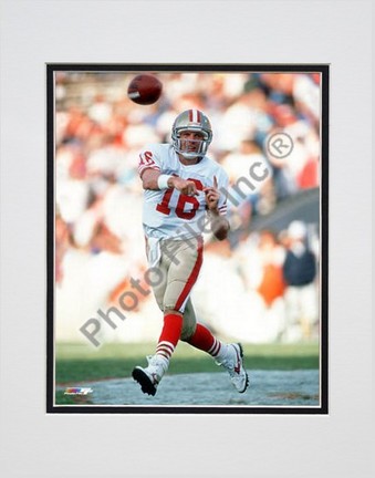 Joe Montana, San Francisco 49ers "Passing" Double Matted 8" X 10" Photograph (Unframed)