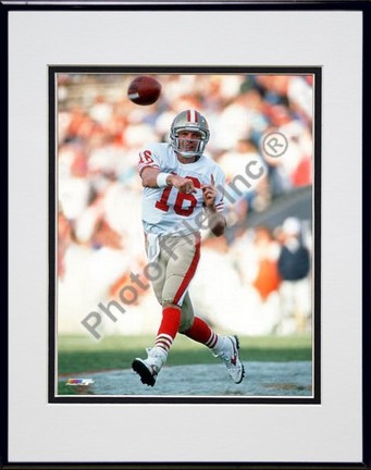 Joe Montana, San Francisco 49ers "Passing" Double Matted 8" X 10" Photograph in Black Anodized Alumi