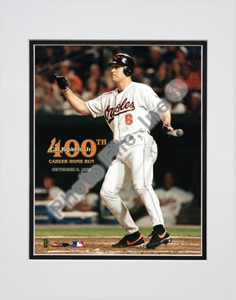 Cal Ripken, Jr., Baltimore Orioles "400th Career Home Run"" Double Matted 8" X 10" Photograph (