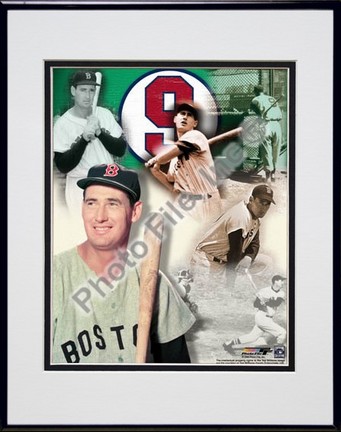 Ted Williams, Boston Red Sox "Legends Of The Game Composite" Double Matted 8" X 10" Photograph in Bl