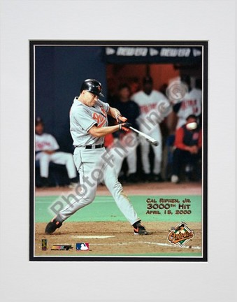 Cal Ripken, Jr., Baltimore Orioles "3000th Hit" Double Matted 8" X 10" Photograph (Unframed)