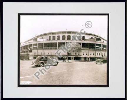 Chicago Cubs "Wrigley Field" Double Matted 8" X 10" Photograph in Black Anodized Aluminum Frame
