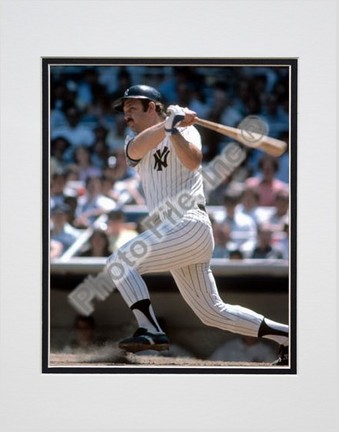 Thurman Munson, New York Yankees "Batting" Double Matted 8" X 10" Photograph (Unframed)