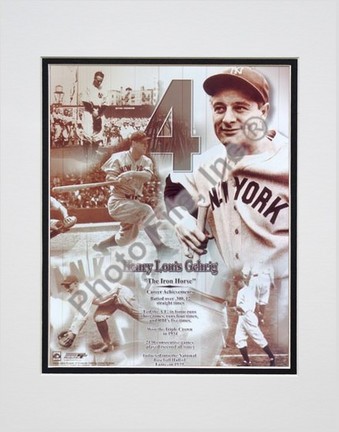 Lou Gehrig, New York Yankees "Legends Of The Game Composite" Double Matted 8" X 10" Photograph (Unfr